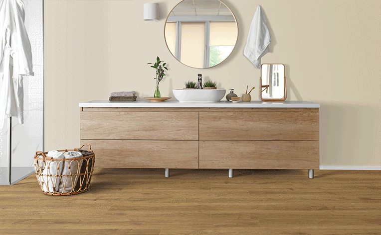 vinyl plank flooring in minimalism natural bathroom